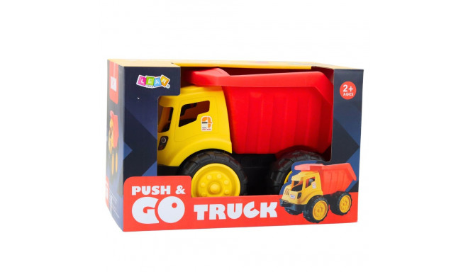 suur punane-kollane liivakasti kallur laste ehitusmasin