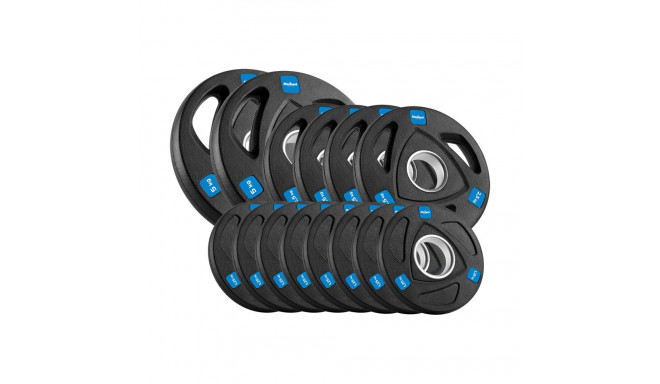 REBEL ACTIVE kummiga kaetud malmist olümpiatõstekettaste komplekt 30kg (8x1,25kg + 4x2,5kg + 2x5kg),