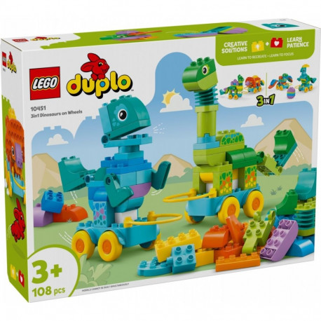 DUPLO 10451 3-ühes ratastel dinosaurused klotsid