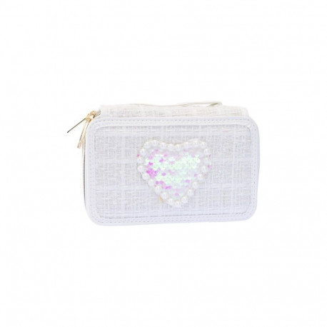 Tweed pencil case 3 levels white