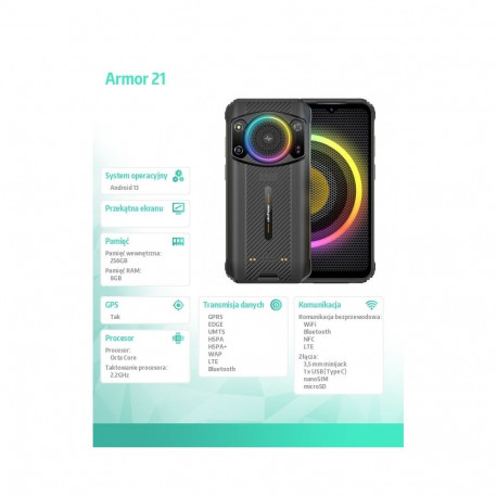 Nutitelefon Armor 21 6.58-tolline 8/256GB IP69K RGB kõlar must