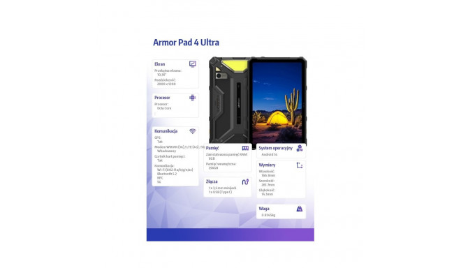 Tablet Armor Pad 4 Ultra 5G 10.36 inches 8/256GB IP69K black