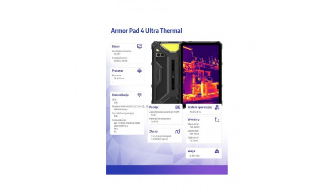 Tablet Armor Pad 4 Ultra Thermal 5G 10.36 inches 8/256GB IP69K thermovision black