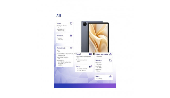 Tablet A11 4G 11 inches 4GB/256GB Space Grey
