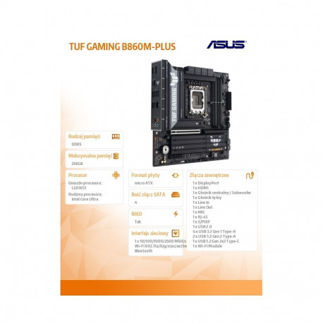Motherboard TUF GAMING B860M-PLUS s1851 4DDR5 USBC mATX