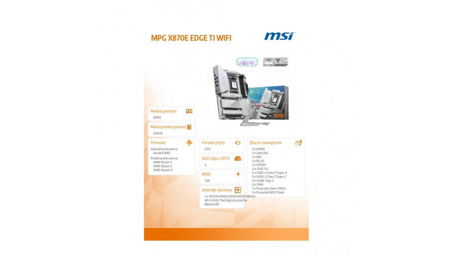 Motherboard MPG X870E EDGE TI WIFI AM5 4DDR5 ATX