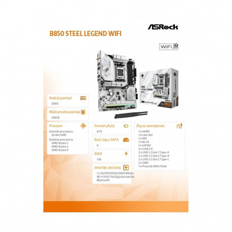 Motherboard B850 Steel Legend WiFi AM5 4DDR5 ATX