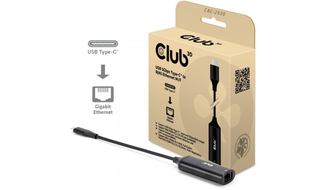 "Club3D Adapter USB-C > RJ45 5Gbps St/Bu"