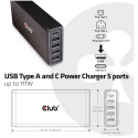 "Club3D Schnellladegerät 1xUSB Typ C. 4xUSB Typ A. PD 111W retail"