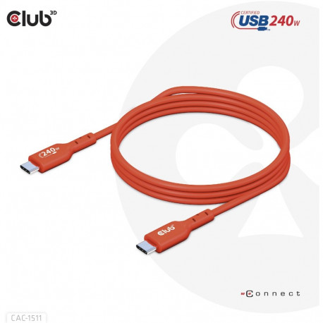 Club3D kaabel USB 2 Type C PD 240W / 480Mb 4m St/St