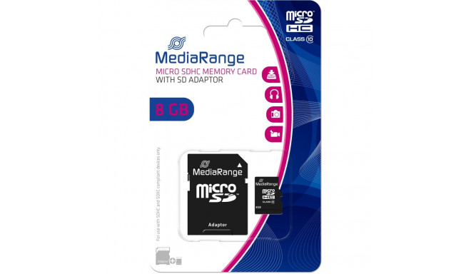 "CARD MEDIARANGE 8GB microSDHC - 8 GB - MicroSDHC - Klasse 10 - Schwarz"
