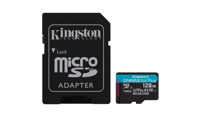 "CARD KINGSTON 128GB microXC Canvas Go Plus Gen4 200MB/s A2 U3 V30 Card + Adapter"