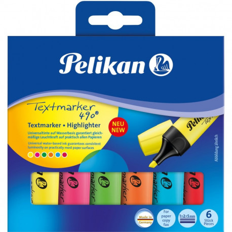 "Pelikan Textmarker 490/6 Sort. 6 ST im Karton-Etui"