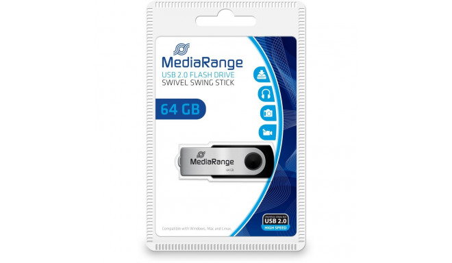 "STICK 64GB USB2.0 MEDIARANGE Black"