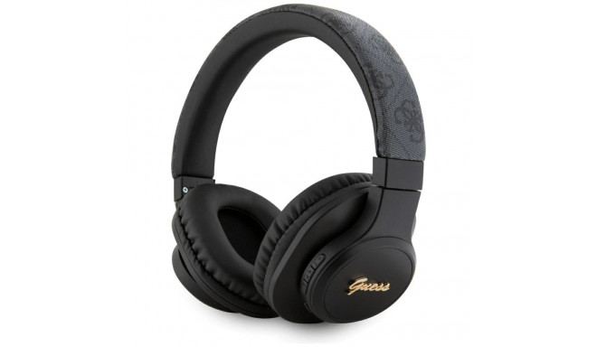 Guess Leather Tone On Tone Script Bluetooth 4G Over-Ear Headphones - Black