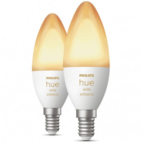Philips Hue White Ambiance LED smart bulb, BT, E14, 470 lm, 2-pack