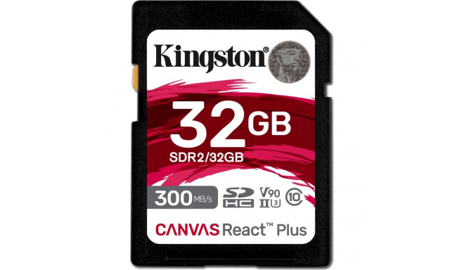 Kingston Canvas React Plus SDHC kaart 32 GB Class 10 UHS-II/U3 V90 (SDR2/32GB)
