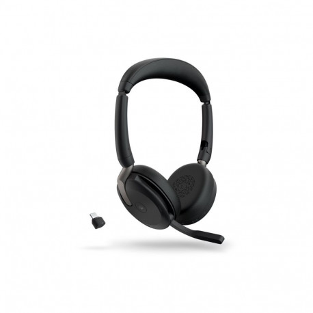 JABRA Evolve2 65 Flex MS stereo on-ear Bluetooth juhtmevabad aktiivse mürasummutusega USB-C must kõr