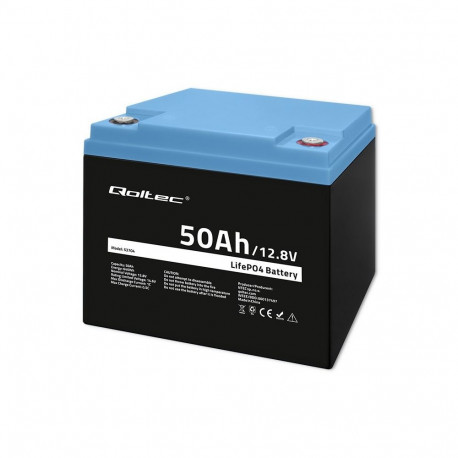 Qoltec 53704 LiFePO4 lithium iron phosphate battery | 12.8V | 50Ah | 640Wh | BMS