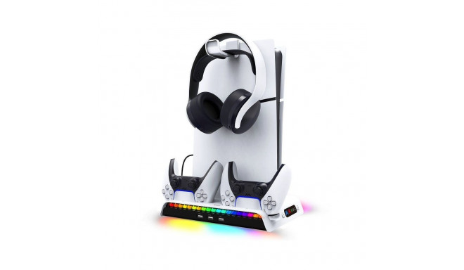 iLike iPega P5S006 Multifunctional Charging RGB Stand with Cooling for PS5 Slim White