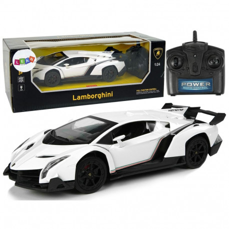 Lamborghini puldiauto Veneno 1:24 2.4G tuledega, valge