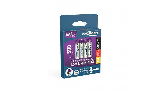 ACCU AAA 1.5V 500mAh USB-C max 1A 4 tk