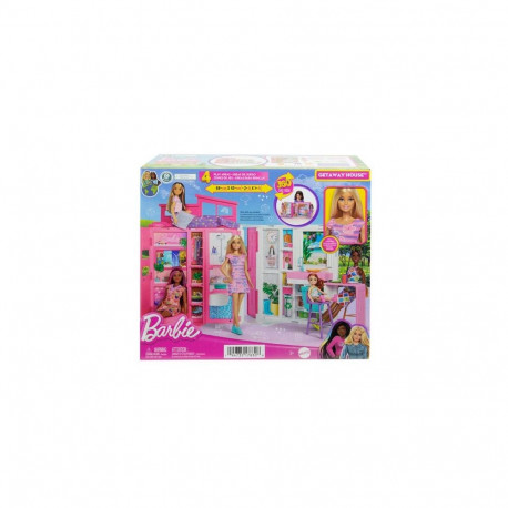Barbie Getaway Doll House with Doll, 4 Play Areas and 11 Decor Accessories