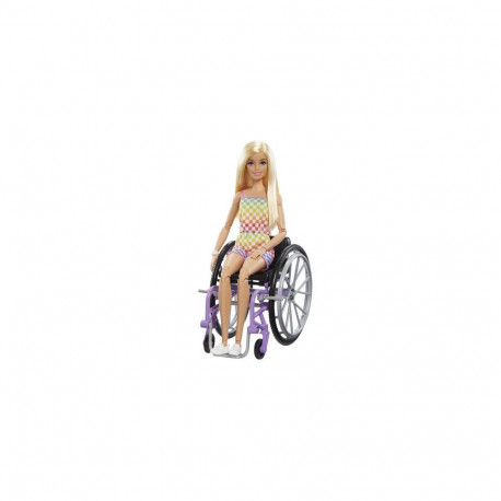Barbie Fashionistas Doll #194 with Wheelchair & Ramp, Blond Hair, Rainbow Dress & Ac