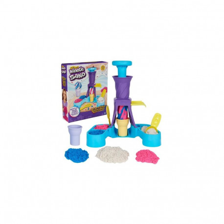 Kinetic Sand , Soft Serve Station with 14oz Play Sand (Blue, Pink &amp; White), 2 Ice Cream Cone