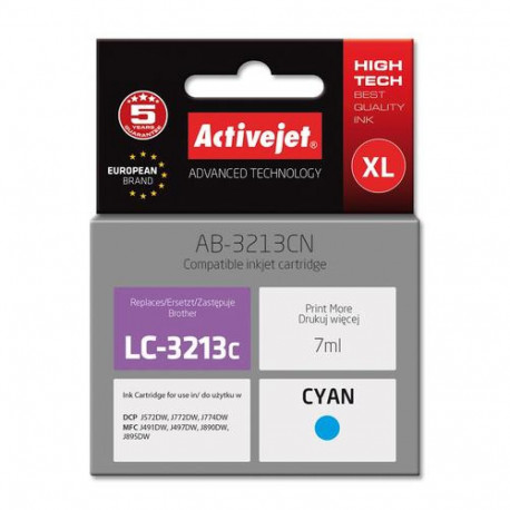 Activejet AB-3213CN printer ink for Brother, Brother LC3213C replacement; Supreme; 7 ml; cyan