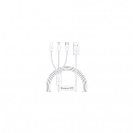 Baseus SUP0003529 USB cable USB 3.2 Gen 1 (3.1 Gen 1) 1 m USB A USB C/Micro USB-A/Lightning White