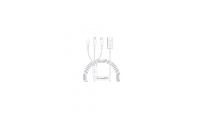 Baseus SUP0003529 USB cable USB 3.2 Gen 1 (3.1 Gen 1) 1 m USB A USB C/Micro USB-A/Lightning White