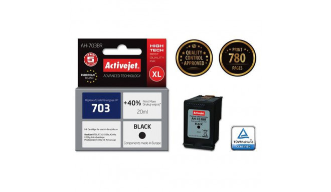 Activejet AH-703BR ink (replacement for HP 703 CD887AE; Premium; 20 ml; black)