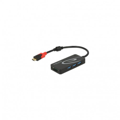 DeLOCK HUB USB 3.0 USB Type-C > 3 Port extern USB 3.2 Gen 1 (3.1 Gen 1) Type-C Black