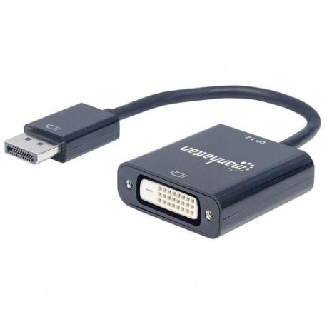 Manhattan DisplayPort 1.2a to DVI-D 24+1 Adapter Cable, 1080p@60Hz, 23cm, Male to Female, Active, Co