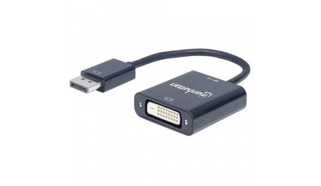 Manhattan DisplayPort 1.2a to DVI-D 24+1 Adapter Cable, 1080p@60Hz, 23cm, Male to Female, Active, Co
