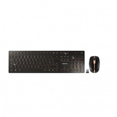 CHERRY DW 9100 SLIM keyboard Mouse included Universal RF Wireless + Bluetooth QWERTY UK English Blac