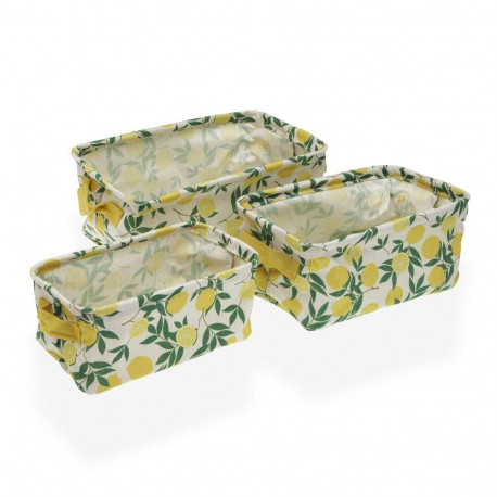 Basket set Versa 18 x 14 x 28 cm Lemon