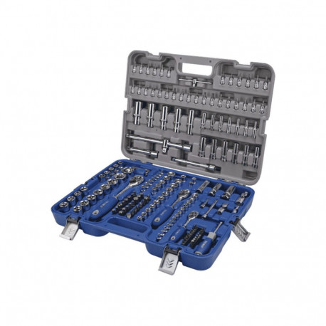 Sockets (4-32mm short ja 4-22mm long) and socket drivers set 172 pcs 1/4", 3/8" and 1/2" Irimo
