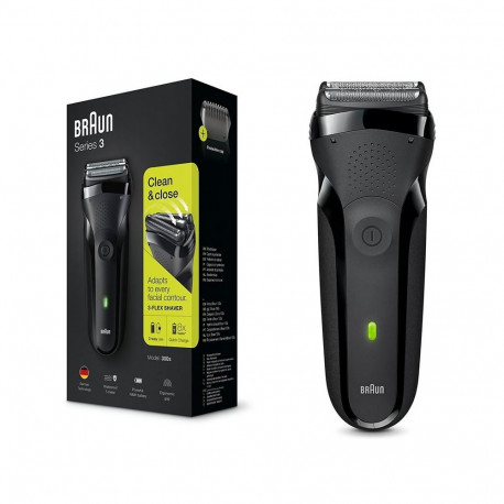 Braun Series 3 300s fooliumhabeajam trimmer must, punane