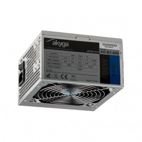 Akyga AK-B1-600 power supply unit 600 W 20+4 pin ATX ATX Grey