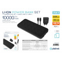 Platinet akupank + USB-laadja 10000mAh Kit PMPB10SETB, must