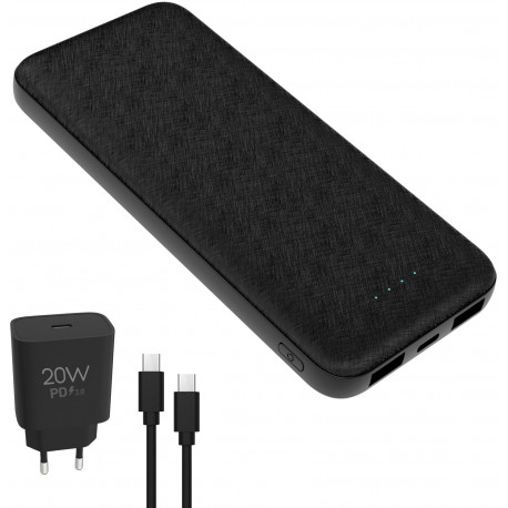 Platinet power bank + USB charger 10000mAh Kit PMPB10SETB, black