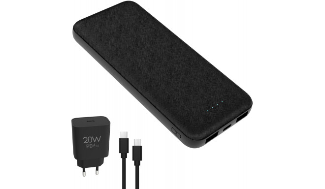 Platinet akupank + USB-laadja 10000mAh Kit PMPB10SETB, must