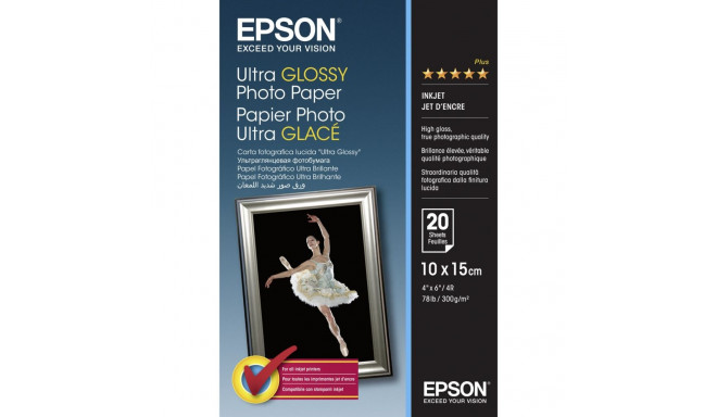 Epson üliläikiv fotopaber 10x15cm, 20 lehte, 300g S 041926