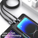 100W 3 In 1 Transparent Pilot Lamp Super Fast Charging Cable 6A Universal with Type C, Micro-USB, Li