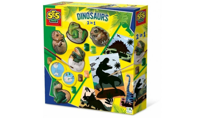 Drawing Set SES Creative 2 in 1 Dinosaurs
