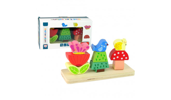 Drewniane klotsid pusle lill liblikas lind