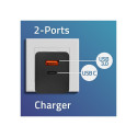 Power Charger - Qoltec 52382 GaN 100W PD USB Type-C & A Black