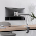 Monitor Holder - Ergo Office Er-751 Adjustable Desk Holder White And Silver Colors.